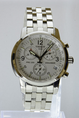 Reloj Tissot Prc 200 Chronograph Suizo Autentico Plateado Plateado Blanco