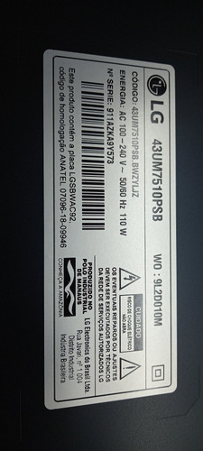 Placa Principal Tv Lg 43um7510psb (Usado)