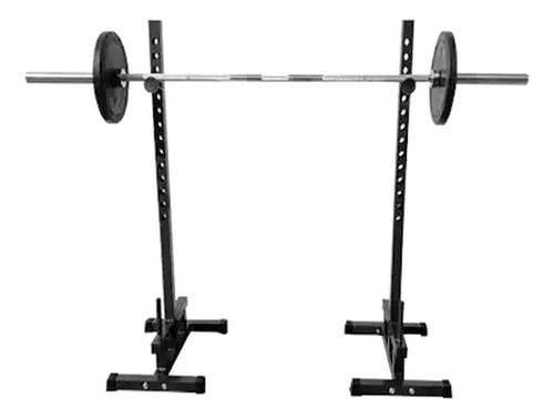 Jaula Squat Rack + Barra Olimpica + 60 Kg Discos Engomado Er