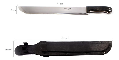 Facão 14 Largo Militar Aço Inox 3mm Cabo Chifre Bainha Couro