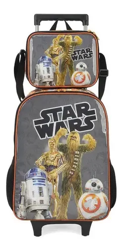 Kit Mochila Escolar Rodinha + Lancheira Star Wars - Luxcel | Frete grátis