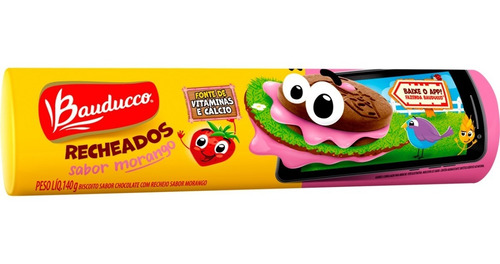 Bolacha Recheados Morango Bauducco 140g
