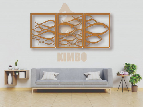 Decoración Peces Mar Cuadro Madera Mdf Muro 6mm Chapetón