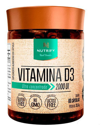Vitamina D3 Ultra Concentrada 2000 Ui 60 Cáps - Nutrify