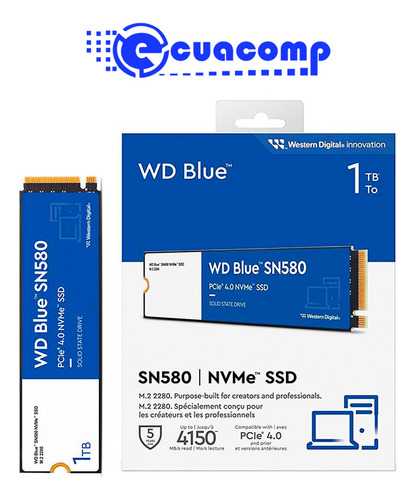 Disco Solido Ssd M.2 2280 Western D. Sn580 De 1tb Nvme Blue