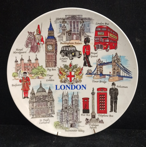 Antiguo Plato Decoración De Porcelana Recuerdo Londres 