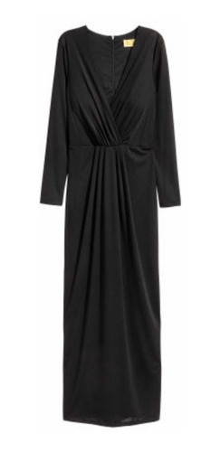 Vestido Largo Fiesta Manga Larga Tajo Escote H&m Mujer Nuevo
