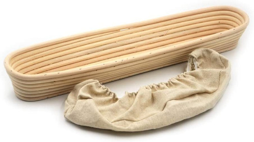 Banneton Cesta Fermentacion Pan Baguette Rattan Lino 43x12cm