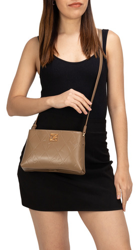Bolsa Crossbody Cloe Sensyali Chico Color Marrón claro