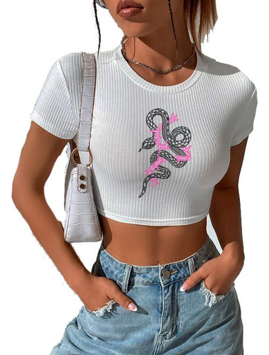 Remera Serpiente Corta Top Snake Grunge Goth Rock Polera 