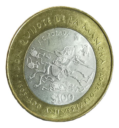 Moneda 100 Pesos Bimetálica Don Quijote 2005