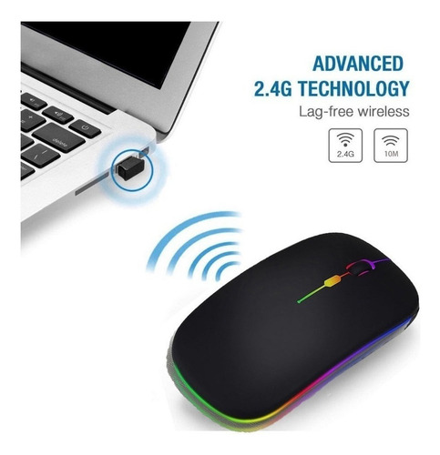 Mouse Led Recargable Ratón Silencio Inalámbrico Rgb Color