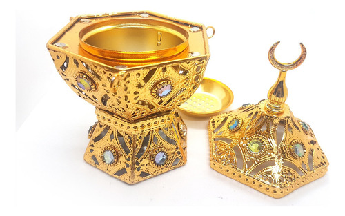 Turíbulo Sacro Defumador Divino Metal Dourado Com Pedras