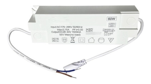 Imagen 1 de 5 de Driver Led 60w Salida 24-42 Vdc 1500ma 220v Ip20 Para Pan-57