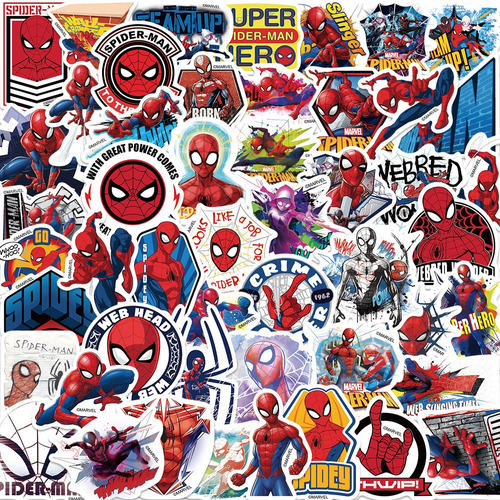 Spiderman Stickers 50 Calcomanias De Pvc Contra Agua