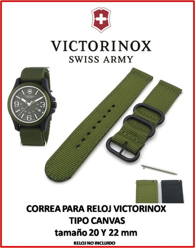 Correa Para Reloj Victorinox Swiss Army Tipo Canvas 20y22m