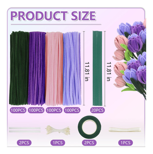 400 Limpiapipas For Manualidades, 4 Colores Surtidos,