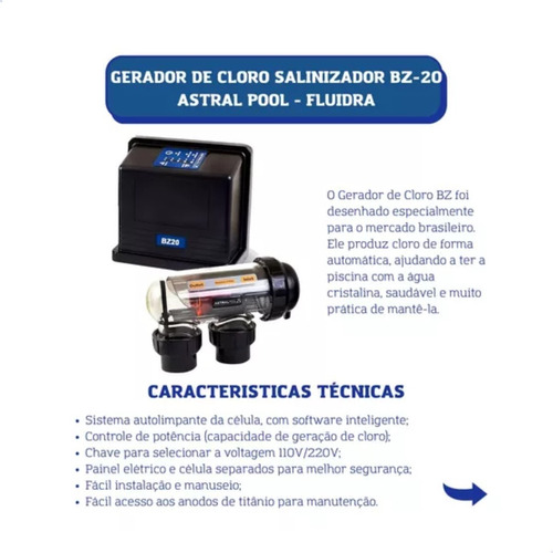 Gerador De Cloro Bz 20 Astralpool Fluidra Até 60 Mil Litros