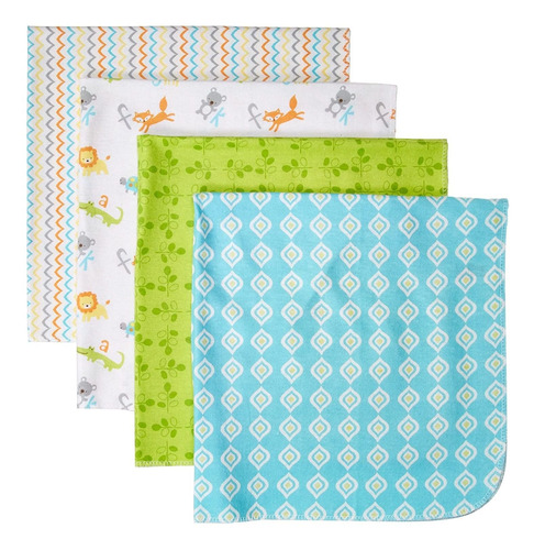 Luvable Friends Flannel Mantas Receptoras De 4 Piezas, Bird.