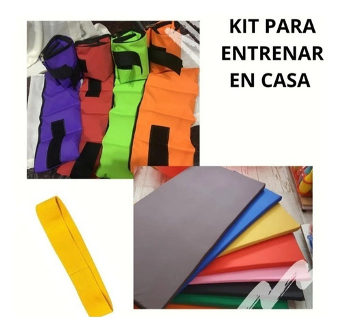 Imagen 1 de 3 de Colchoneta+tobilleras+ Banda Elastica+2 Mancuernas X 1kg C/u