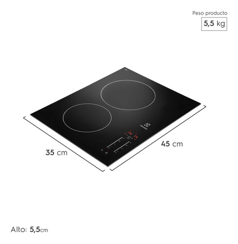 Encimera Eléctrica 2 Platos Vitrocerámica Panel Touch Ve3st