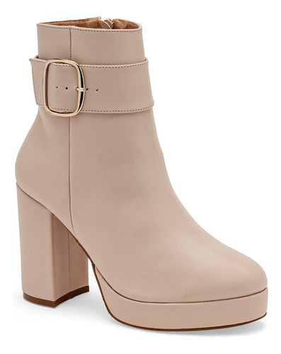 Botin Con Hebilla Lady P. 31702 Color Beige Para Mujer Tx7