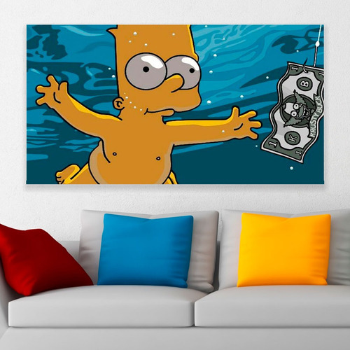 Cuadro Decorativo Los Simpsons Bart Nirvana Art 80x50cm