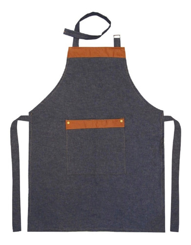 Delantal De Cocina Gastronómico De Tela Jean Color Jean Con Cuero