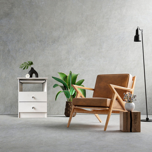 Imagen 2 de 10 de Mesa De Luz Mesita Con Desayunador 2 Cajones G/metalica Dormitorio Oferta! ^