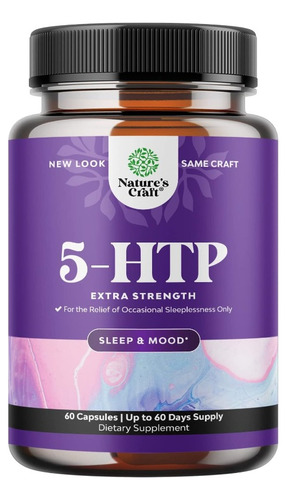 Natures Craft 5 Htp 100 Mg Apoyo Al Sueño 60 Capsulas Sabor Sin Sabor