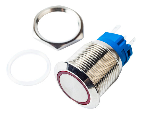 Boton Metalico Switch Momentaneo Iluminado 19mm 12v 24v Rojo