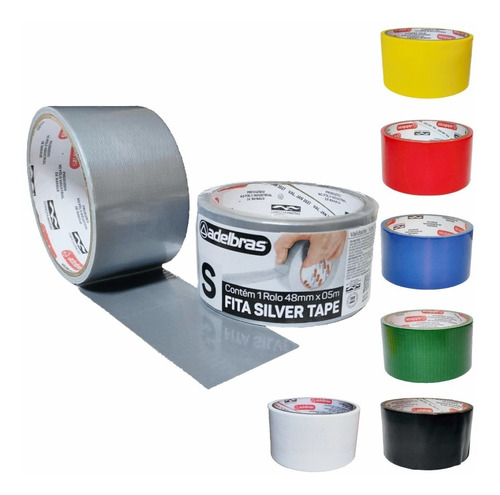 5 Fita Adesiva Silver Tape Reforçada 48mm X 5m