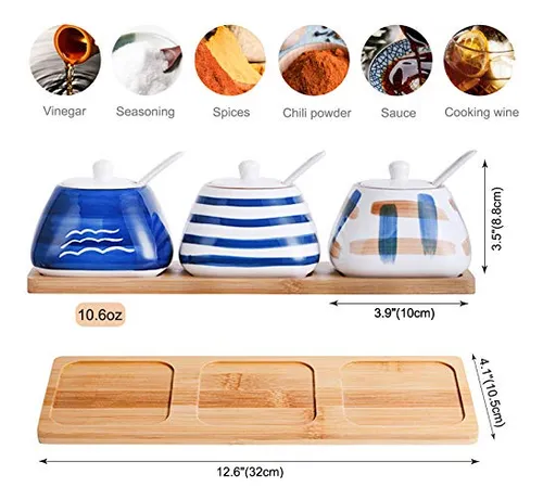 Recipiente De Porcelana Para Condimentos Y Especias Con Jueg