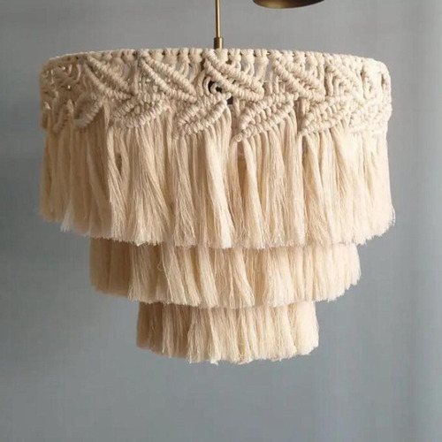 Pantalla De Lámpara De Macramé, Pantalla Bohemia 30cmx35cm