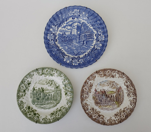 Platos Porcelana Antiguos Carruajes Made In England Pack 3