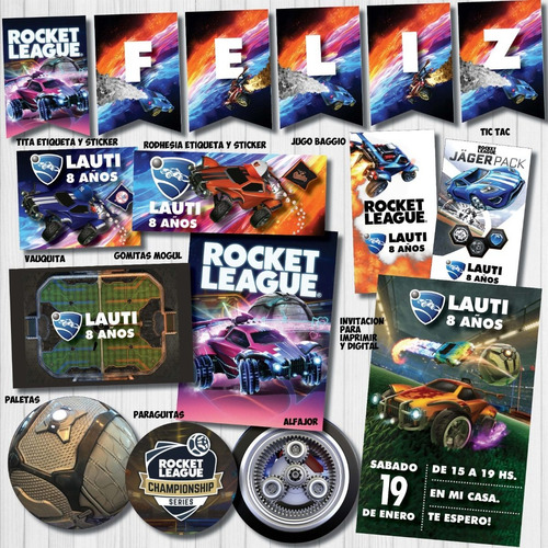 Kit Imprimible Personalizado Rocket League Candy Deco Invita