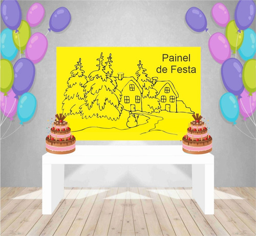 Imagem 2 de 5 de Painel Lona Festa Aniversário Urso Príncipe Azul Claro Rei