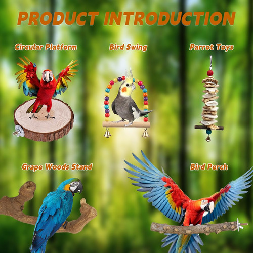 9 Perchas Para Pájaros Soportes De Madera Natural Para Loros