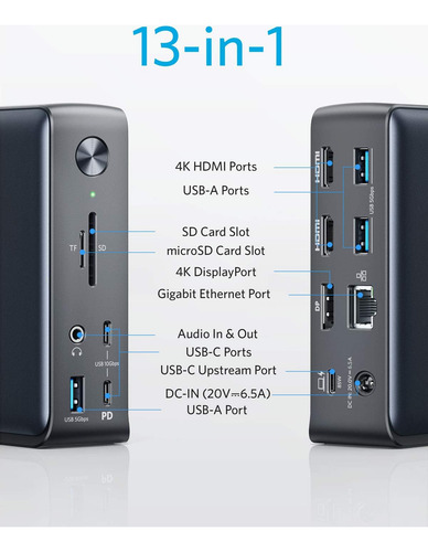 Estación De Acoplamiento Usb-c 13 En 1