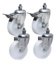 Comprar 4 Rodizio Giratório Inox 75mm Espiga 2 S\u002Ffreio + 2 C\u002Ffreio