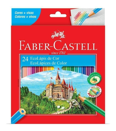 Lapis De Cor Sextavado Ecolapis 24 Cores Faber Castell