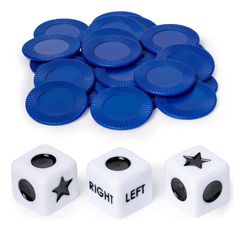 Juego De 24 Dados Blue Chips Left Right Center | Innovador .