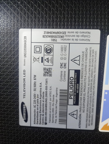 Tv Samsung Un32j5500agczb Pantalla Rota Resto Ok P/repuestos (Usado)