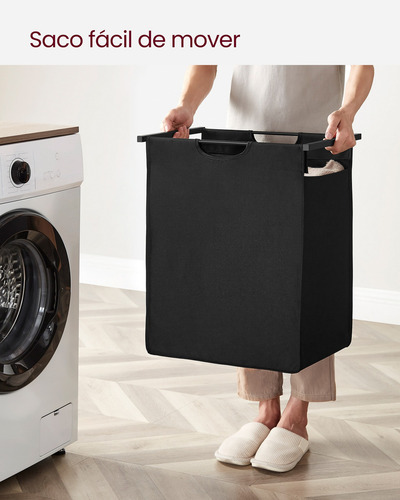 Vasagle Cesto De Ropa Sucia Con Tapa Un Bolsa Plegable Color Negro Liso