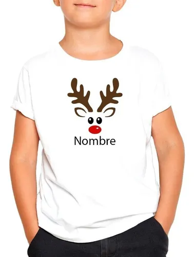comprar Polera Navidad Reno Personalizada 100% Algodon Niño