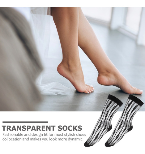 1 Par De Calcetines Transparentes Para Niñas Con Estampado D