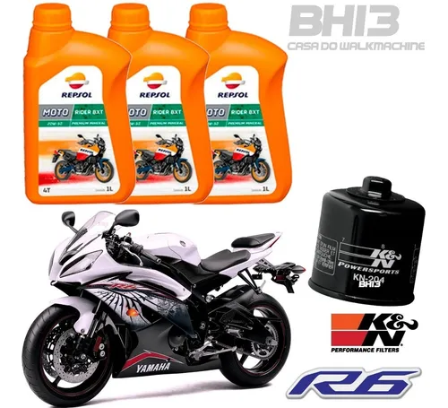 Kit Troca leo Yamaha Yzf R6 Repsol 20w50 Filtro Kn 204 1