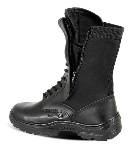 Bota Coturno Militar Airsoft Exercito Couro Lona Com Ziper | Mercado Livre