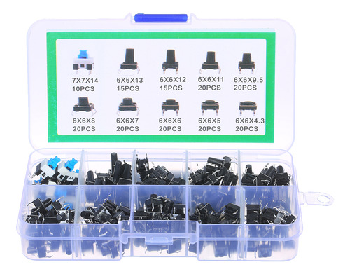 Kit Tact Surtido De Microinterruptores 4p, 180 Piezas, 6 X 6