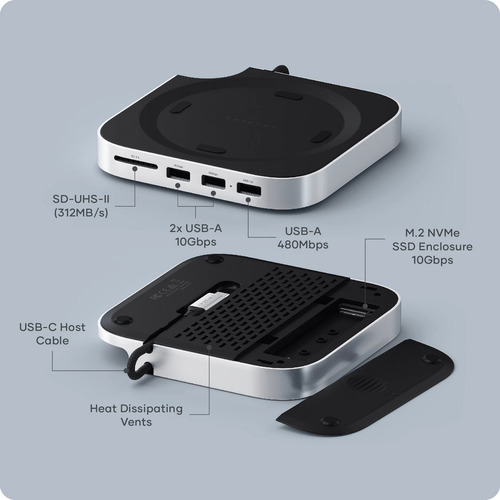 Stand & Hub Usb Satechi Para Mac Mini M4 Com Suporte A Ssd